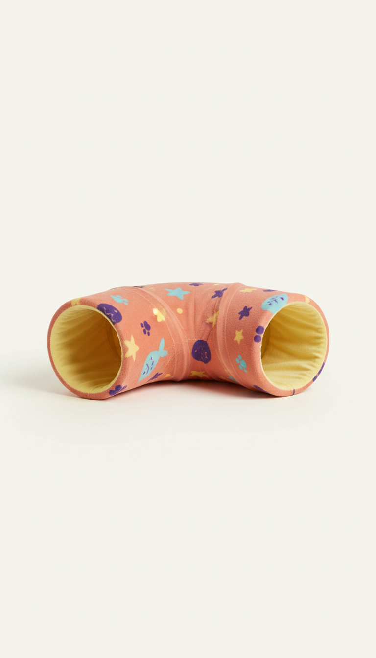 Plush Cat Tunnel with Illustrated Motif